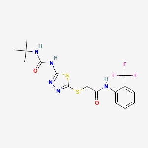 2-((5-(3-(tert-butyl)ureido)-1,3,4-thiadiazol-2-yl)thio)-N-(2-(trifluoromethyl)phenyl)acetamide