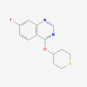 molecular formula C13H13FN2OS B2479789 7-Fluoro-4-(thian-4-yloxy)quinazoline CAS No. 2199387-49-8