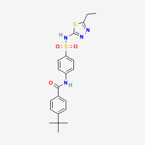 molecular formula C21H24N4O3S2 B2479790 4-(tert-butyl)-N-(4-(N-(5-ethyl-1,3,4-thiadiazol-2-yl)sulfamoyl)phenyl)benzamide CAS No. 312927-07-4