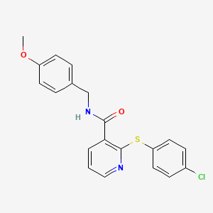 molecular formula C20H17ClN2O2S B2479792 2-[(4-chlorophenyl)sulfanyl]-N-(4-methoxybenzyl)nicotinamide CAS No. 866153-85-7