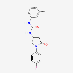 molecular formula C18H18FN3O2 B2479796 1-(1-(4-Fluorophenyl)-5-oxopyrrolidin-3-yl)-3-(m-tolyl)urea CAS No. 894014-78-9