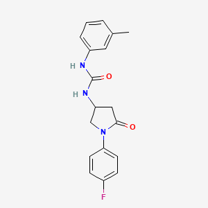 molecular formula C18H18FN3O2 B2479796 1-(1-(4-氟苯基)-5-氧代吡咯烷-3-基)-3-(间甲苯基)脲 CAS No. 894014-78-9