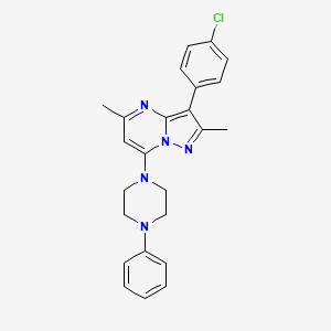 molecular formula C24H24ClN5 B2479798 3-(4-Chlorophenyl)-2,5-dimethyl-7-(4-phenylpiperazin-1-yl)pyrazolo[1,5-a]pyrimidine CAS No. 850735-69-2
