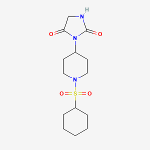 molecular formula C14H23N3O4S B2479886 3-(1-(环己基磺酰基)哌啶-4-基)咪唑烷-2,4-二酮 CAS No. 2034298-74-1