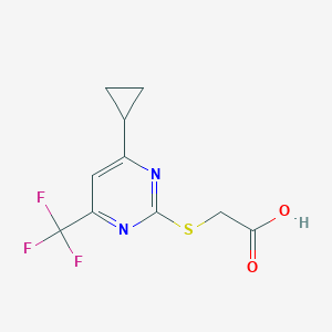 molecular formula C10H9F3N2O2S B2479894 ([4-环丙基-6-(三氟甲基)嘧啶-2-基]硫代)乙酸 CAS No. 861434-52-8