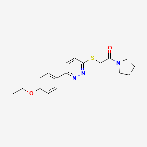 molecular formula C18H21N3O2S B2479902 2-[6-(4-Ethoxyphenyl)pyridazin-3-yl]sulfanyl-1-pyrrolidin-1-ylethanone CAS No. 872689-19-5