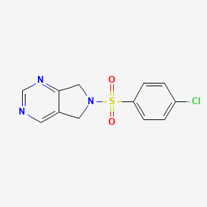 molecular formula C12H10ClN3O2S B2479905 6-((4-chlorophenyl)sulfonyl)-6,7-dihydro-5H-pyrrolo[3,4-d]pyrimidine CAS No. 1706135-10-5