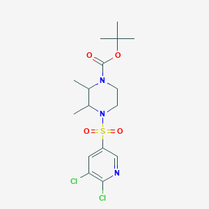 molecular formula C16H23Cl2N3O4S B2479911 Tert-butyl 4-[(5,6-dichloropyridin-3-yl)sulfonyl]-2,3-dimethylpiperazine-1-carboxylate CAS No. 1797837-05-8