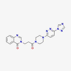 molecular formula C21H21N9O2 B2479913 3-(3-(4-(6-(1H-1,2,4-triazol-1-yl)pyridazin-3-yl)piperazin-1-yl)-3-oxopropyl)quinazolin-4(3H)-one CAS No. 1797564-48-7