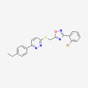 molecular formula C21H17BrN4OS B2479918 3-({[3-(2-溴苯基)-1,2,4-恶二唑-5-基]甲硫基}硫代)-6-(4-乙基苯基)吡啶嗪 CAS No. 1114914-98-5