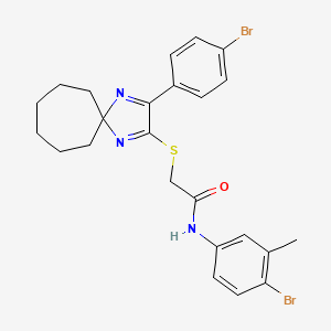 molecular formula C24H25Br2N3OS B2479920 N-(4-bromo-3-methylphenyl)-2-((3-(4-bromophenyl)-1,4-diazaspiro[4.6]undeca-1,3-dien-2-yl)thio)acetamide CAS No. 899932-90-2