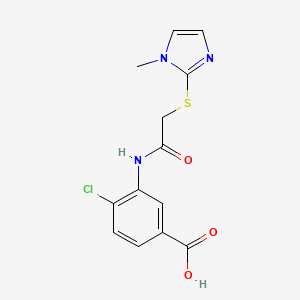 molecular formula C13H12ClN3O3S B2479924 4-氯-3-[[2-(1-甲基咪唑-2-基)巯基乙酰]氨基]苯甲酸 CAS No. 731793-31-0