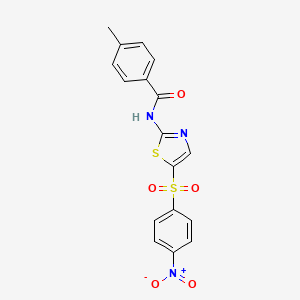 molecular formula C17H13N3O5S2 B2479927 4-甲基-N-(5-((4-硝基苯基)磺酰)噻唑-2-基)苯甲酰胺 CAS No. 312287-43-7