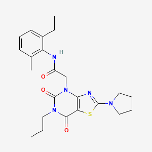 molecular formula C23H29N5O3S B2479948 N-cyclohexyl-2-(4-ethyl-3,5-dioxo-3,4-dihydro-2H-pyridazino[4,5-b][1,4]thiazin-6(5H)-yl)acetamide CAS No. 1115982-54-1