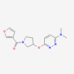 molecular formula C15H18N4O3 B2479951 (3-((6-(二甲氨基)哒嗪-3-基)氧代)吡咯烷-1-基)(呋喃-3-基)甲酮 CAS No. 2034582-46-0