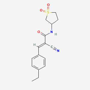 molecular formula C16H18N2O3S B2479953 (E)-2-cyano-N-(1,1-dioxothiolan-3-yl)-3-(4-ethylphenyl)prop-2-enamide CAS No. 381704-94-5