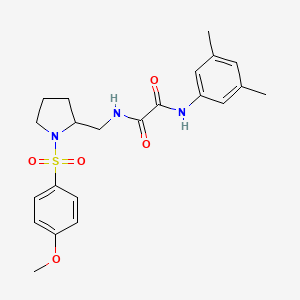 molecular formula C22H27N3O5S B2479956 N1-(3,5-二甲苯基)-N2-((1-((4-甲氧苯基)磺酰基)吡咯烷-2-基)甲基)草酰胺 CAS No. 896287-06-2