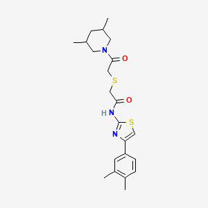 molecular formula C22H29N3O2S2 B2479965 N-(4-(3,4-二甲苯基)噻唑-2-基)-2-((2-(3,5-二甲基哌啶-1-基)-2-氧代乙基)硫代)乙酰胺 CAS No. 681222-68-4