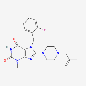 molecular formula C21H25FN6O2 B2479970 7-(2-氟苄基)-3-甲基-8-(4-(2-甲基烯丙基)哌嗪-1-基)-1H-嘌呤-2,6(3H,7H)-二酮 CAS No. 878431-36-8