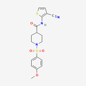 molecular formula C18H19N3O4S2 B2479972 N-(3-氰基噻吩-2-基)-1-(4-甲氧苯基)磺酰基哌啶-4-甲酰胺 CAS No. 923407-99-2