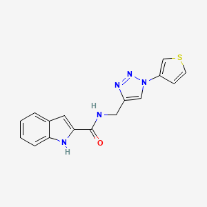 molecular formula C16H13N5OS B2479973 N-((1-(噻吩-3-基)-1H-1,2,3-三唑-4-基)甲基)-1H-吲哚-2-甲酰胺 CAS No. 2034523-50-5