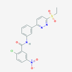 molecular formula C19H15ClN4O5S B2479976 2-chloro-N-(3-(6-(ethylsulfonyl)pyridazin-3-yl)phenyl)-5-nitrobenzamide CAS No. 1005294-47-2