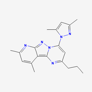 molecular formula C19H22N6 B2479977 4-(3,5-二甲基-1H-吡唑-1-基)-8,10-二甲基-2-丙基吡啶并[2',3':3,4]吡唑并[1,5-a]嘧啶 CAS No. 1001608-88-3