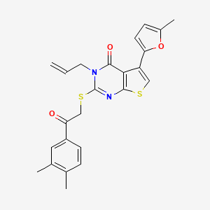molecular formula C24H22N2O3S2 B2479984 2-[2-(3,4-二甲苯基)-2-氧代乙基]硫代-5-(5-甲基呋喃-2-基)-3-丙-2-烯基噻吩[2,3-d]嘧啶-4-酮 CAS No. 727689-58-9