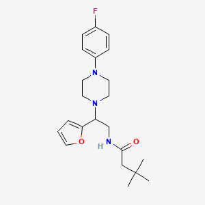 B2479985 N-(2-(4-(4-fluorophenyl)piperazin-1-yl)-2-(furan-2-yl)ethyl)-3,3-dimethylbutanamide CAS No. 877632-54-7
