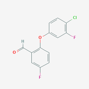 molecular formula C13H7ClF2O2 B2479996 2-(4-氯-3-氟苯氧基)-5-氟苯甲醛 CAS No. 1548126-43-7