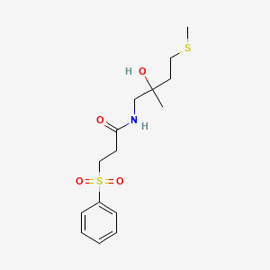 molecular formula C15H23NO4S2 B2479998 N-(2-羟基-2-甲基-4-(甲硫基)丁基)-3-(苯磺酰基)丙酰胺 CAS No. 1396773-02-6