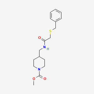 molecular formula C17H24N2O3S B2480002 4-((2-(苄硫代)乙酰氨基)甲基)哌啶-1-甲酸甲酯 CAS No. 1234871-49-8
