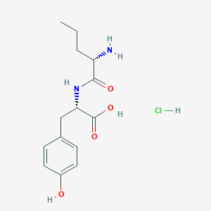 molecular formula C14H21ClN2O4 B2480003 (2S)-2-[[(2S)-2-氨基戊酰]氨基]-3-(4-羟基苯基)丙酸;盐酸盐 CAS No. 2375250-59-0