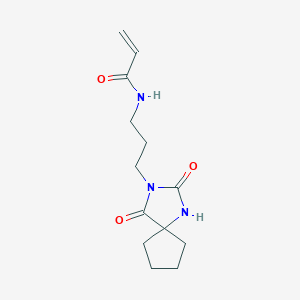 molecular formula C13H19N3O3 B2480014 N-[3-(2,4-Dioxo-1,3-diazaspiro[4.4]nonan-3-yl)propyl]prop-2-enamide CAS No. 2361764-88-5