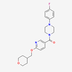 molecular formula C22H26FN3O3 B2480023 (4-(4-fluorophenyl)piperazin-1-yl)(6-((tetrahydro-2H-pyran-4-yl)methoxy)pyridin-3-yl)methanone CAS No. 2034616-06-1