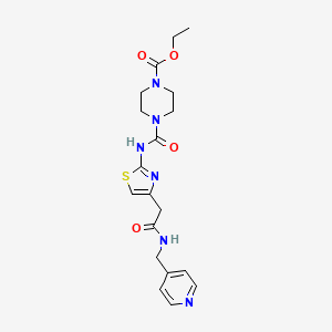 molecular formula C19H24N6O4S B2480025 Ethyl 4-((4-(2-oxo-2-((pyridin-4-ylmethyl)amino)ethyl)thiazol-2-yl)carbamoyl)piperazine-1-carboxylate CAS No. 1021220-34-7