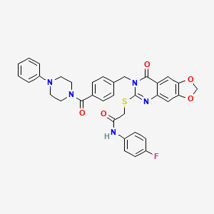 N-(4-fluorophenyl)-2-((8-oxo-7-(4-(4-phenylpiperazine-1-carbonyl)benzyl)-7,8-dihydro-[1,3]dioxolo[4,5-g]quinazolin-6-yl)thio)acetamide