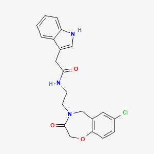 molecular formula C21H20ClN3O3 B2480028 N-(2-(7-chloro-3-oxo-2,3-dihydrobenzo[f][1,4]oxazepin-4(5H)-yl)ethyl)-2-(1H-indol-3-yl)acetamide CAS No. 2034411-75-9