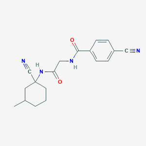 molecular formula C18H20N4O2 B2480033 N-(1-cyano-3-methylcyclohexyl)-2-[(4-cyanophenyl)formamido]acetamide CAS No. 1798731-35-7