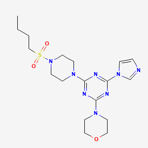 molecular formula C18H28N8O3S B2480042 4-(4-(4-(butylsulfonyl)piperazin-1-yl)-6-(1H-imidazol-1-yl)-1,3,5-triazin-2-yl)morpholine CAS No. 1203003-93-3