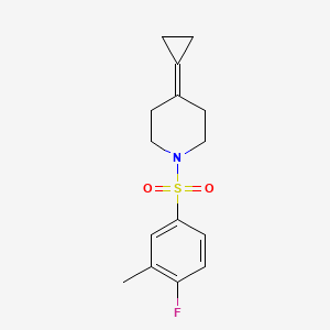 B2480059 4-Cyclopropylidene-1-((4-fluoro-3-methylphenyl)sulfonyl)piperidine CAS No. 2097926-47-9