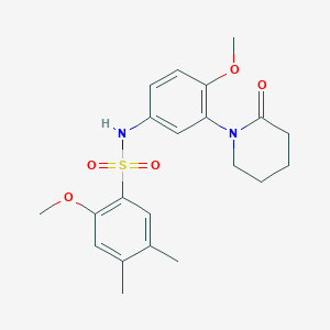 molecular formula C21H26N2O5S B2480070 2-methoxy-N-(4-methoxy-3-(2-oxopiperidin-1-yl)phenyl)-4,5-dimethylbenzenesulfonamide CAS No. 941939-90-8