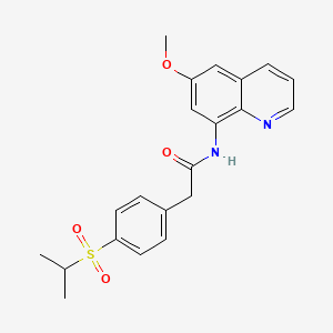 molecular formula C21H22N2O4S B2480078 2-(4-(isopropylsulfonyl)phenyl)-N-(6-methoxyquinolin-8-yl)acetamide CAS No. 1207033-82-6
