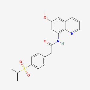 molecular formula C21H22N2O4S B2480078 2-(4-(异丙基磺酰)苯基)-N-(6-甲氧基喹啉-8-基)乙酰胺 CAS No. 1207033-82-6