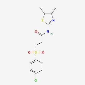 molecular formula C14H15ClN2O3S2 B2480094 3-((4-chlorophenyl)sulfonyl)-N-(4,5-dimethylthiazol-2-yl)propanamide CAS No. 923422-56-4