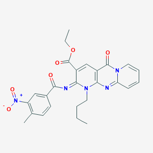 molecular formula C26H25N5O6 B2480103 (Z)-乙酸 1-丁基-2-((4-甲基-3-硝基苯甲酰)亚胺)-5-氧代-2,5-二氢-1H-二嘧并[1,2-a:2',3'-d]嘧啶-3-羧酸酯 CAS No. 534567-81-2