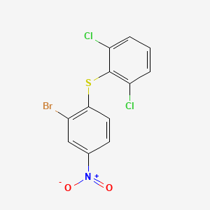 molecular formula C12H6BrCl2NO2S B2480116 2-[(2-Bromo-4-nitrophenyl)sulfanyl]-1,3-dichlorobenzene CAS No. 477888-99-6