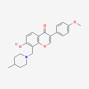 molecular formula C23H25NO4 B2480117 7-hidroxi-3-(4-metoxifenil)-8-((4-metilpiperidin-1-il)metil)-4H-croman-4-ona CAS No. 637752-63-7