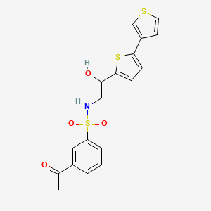 molecular formula C18H17NO4S3 B2480125 3-乙酰-N-(2-{[2,3'-联噻吩]-5-基}-2-羟基乙基)苯磺酰胺 CAS No. 2097929-44-5