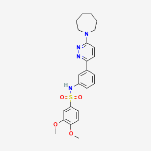 molecular formula C24H28N4O4S B2480140 N-[3-(6-azepan-1-ylpyridazin-3-yl)phenyl]-3,4-dimethoxybenzenesulfonamide CAS No. 933210-79-8